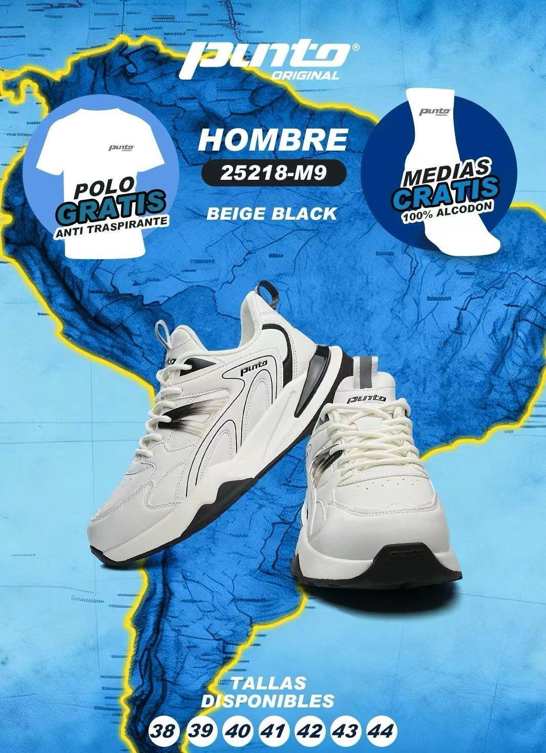 Zapatillas para Hombre Punto Original 25218-M9 Beige Black