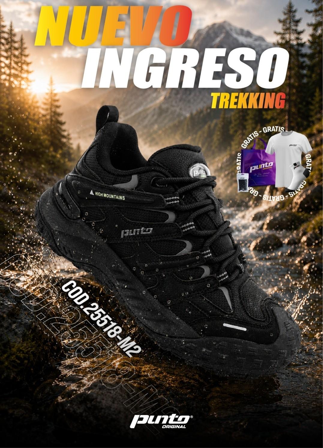 Zapatillas Trekking Punto Original Hombre Negro Impermeable