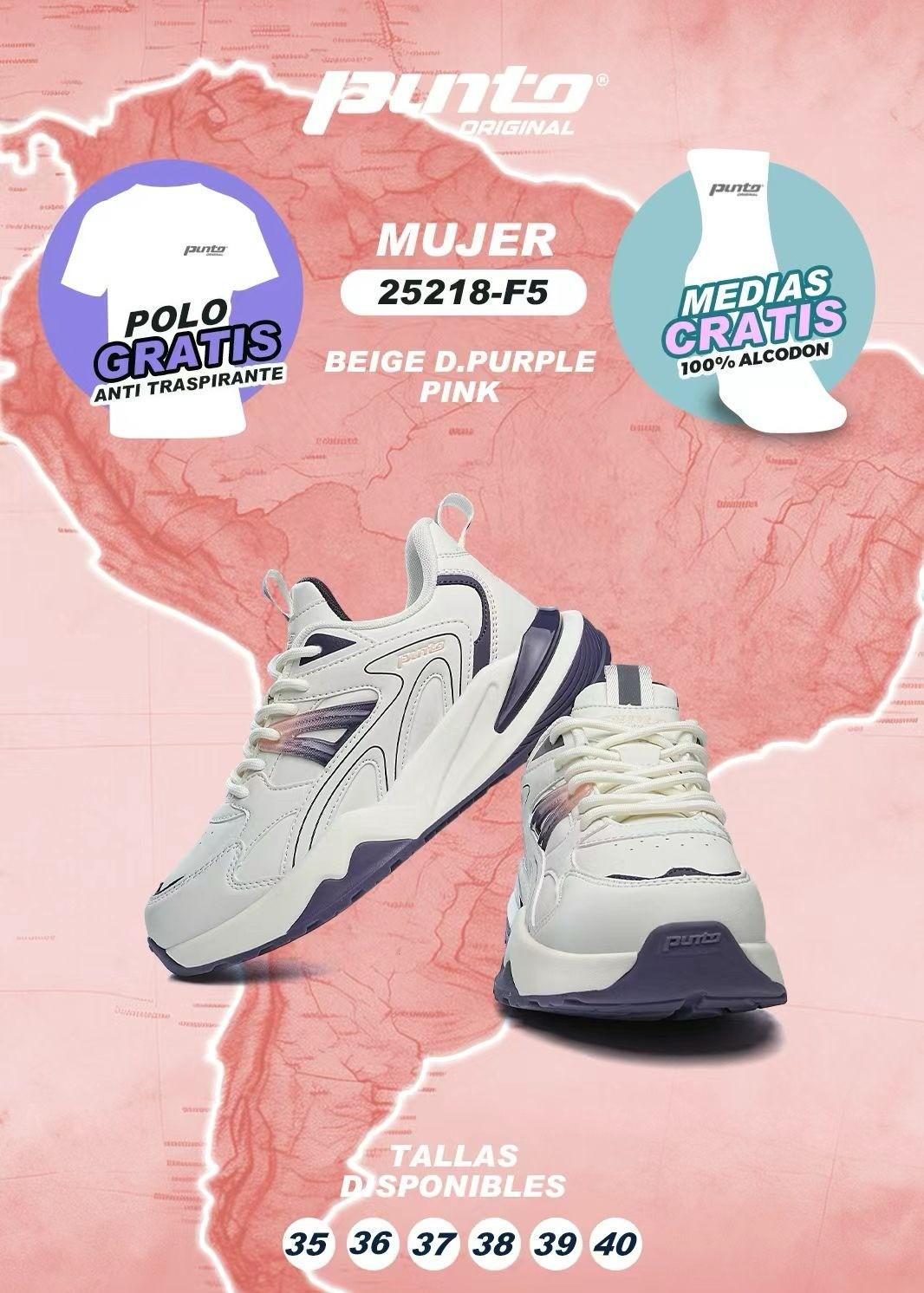 Zapatillas para Dama Punto Original 25218-F5 Beige D. Purple Pink